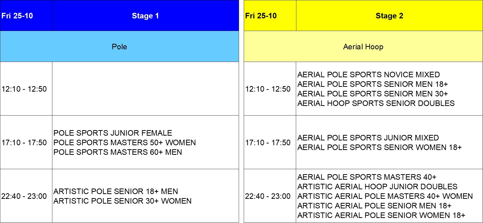 WPAC 2024 Preliminary Medal Ceremony Schedule Friday