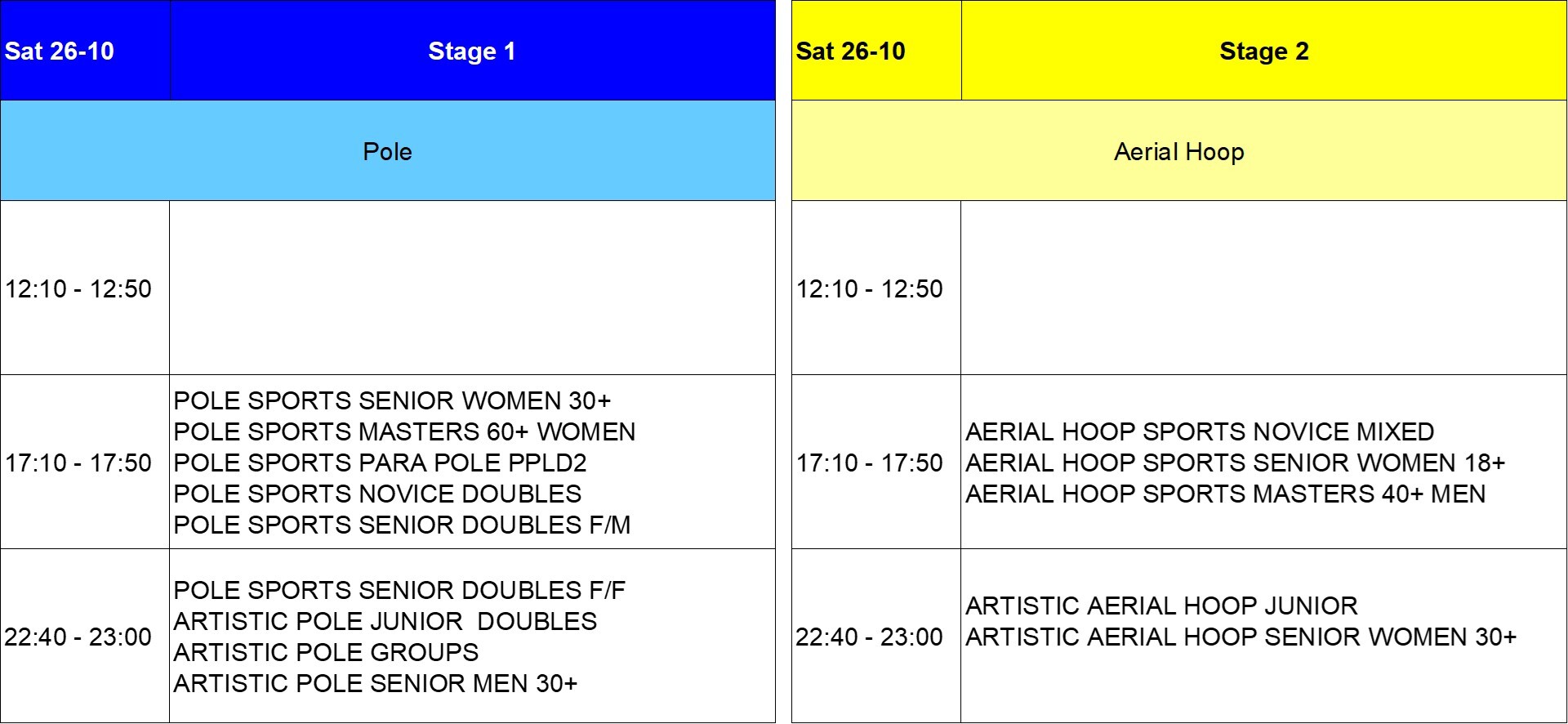 WPAC 2024 Preliminary Medal Ceremony Schedule Saturday