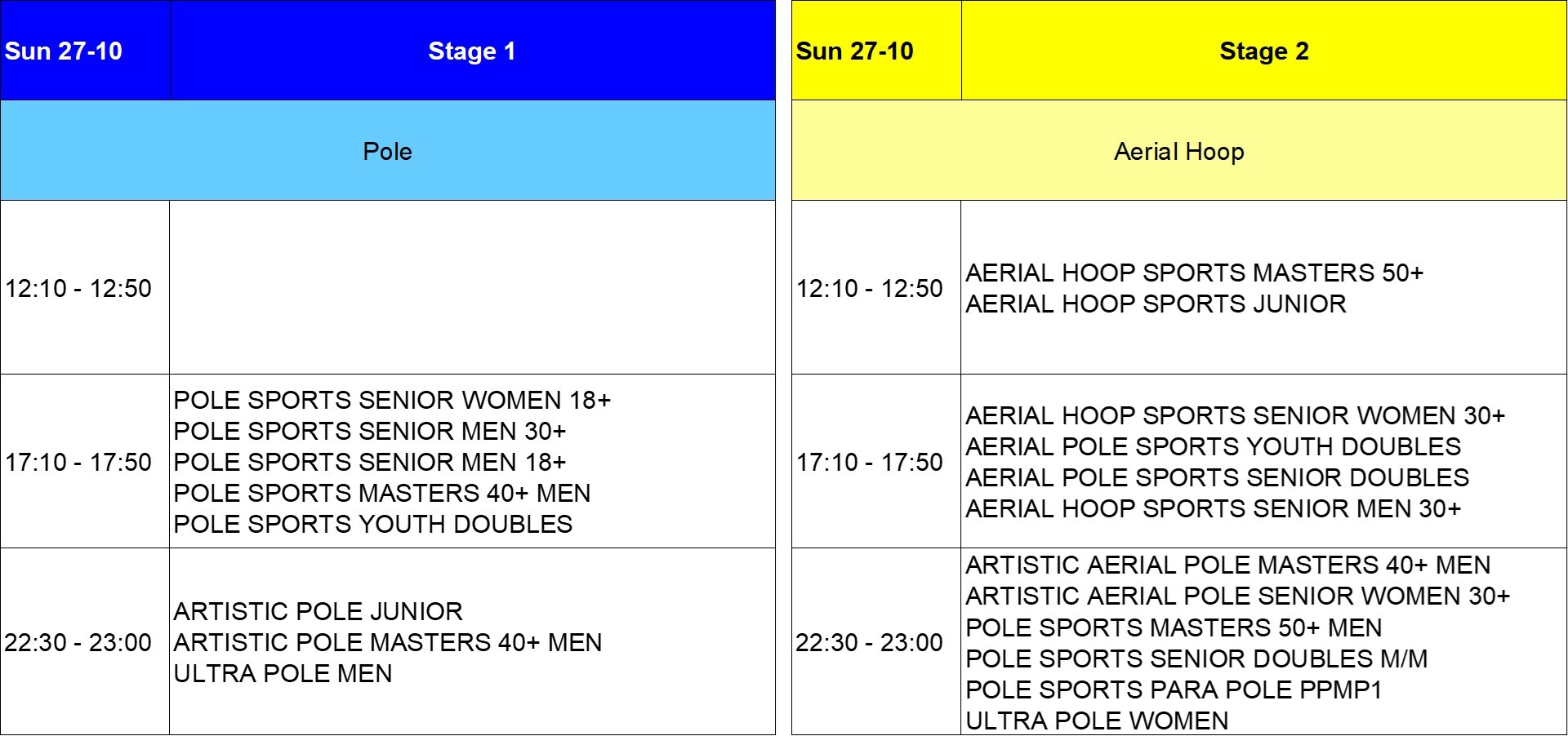 WPAC 2024 Preliminary Medal Ceremony Schedule Sunday