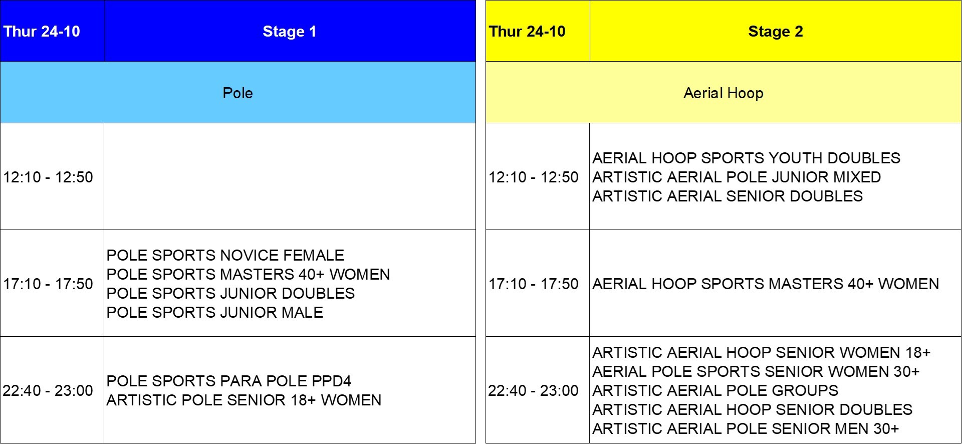 WPAC 2024 Preliminary Medal Ceremony Schedule Thursday